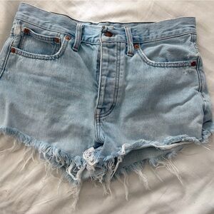 Madewell Light Blue Jean Shorts with Frayed Hem